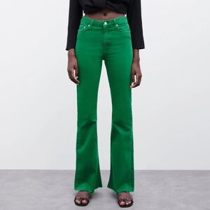 Zara Green Flare Jeans
